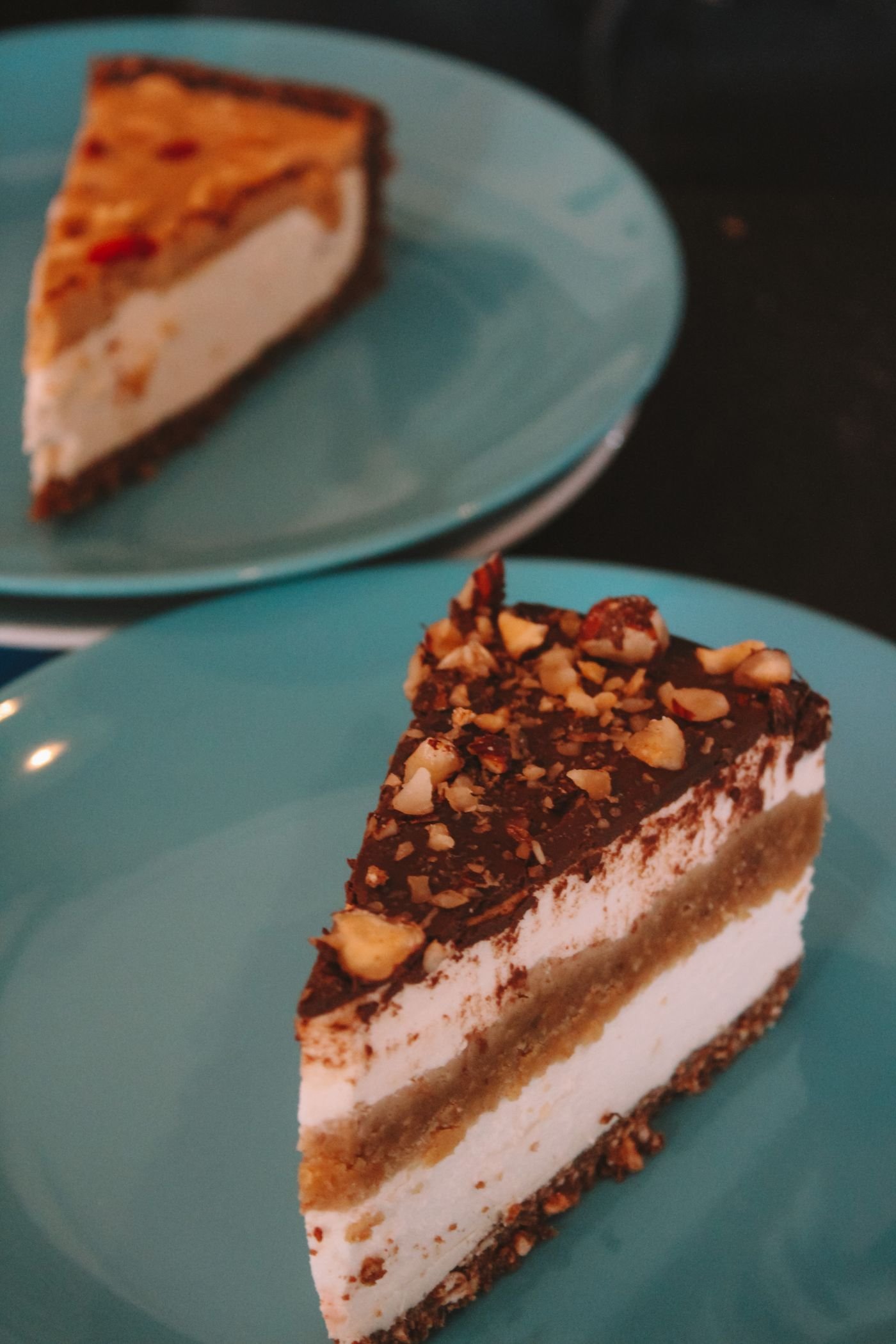 Date Caramel Cheesecake with Chopped Pecans