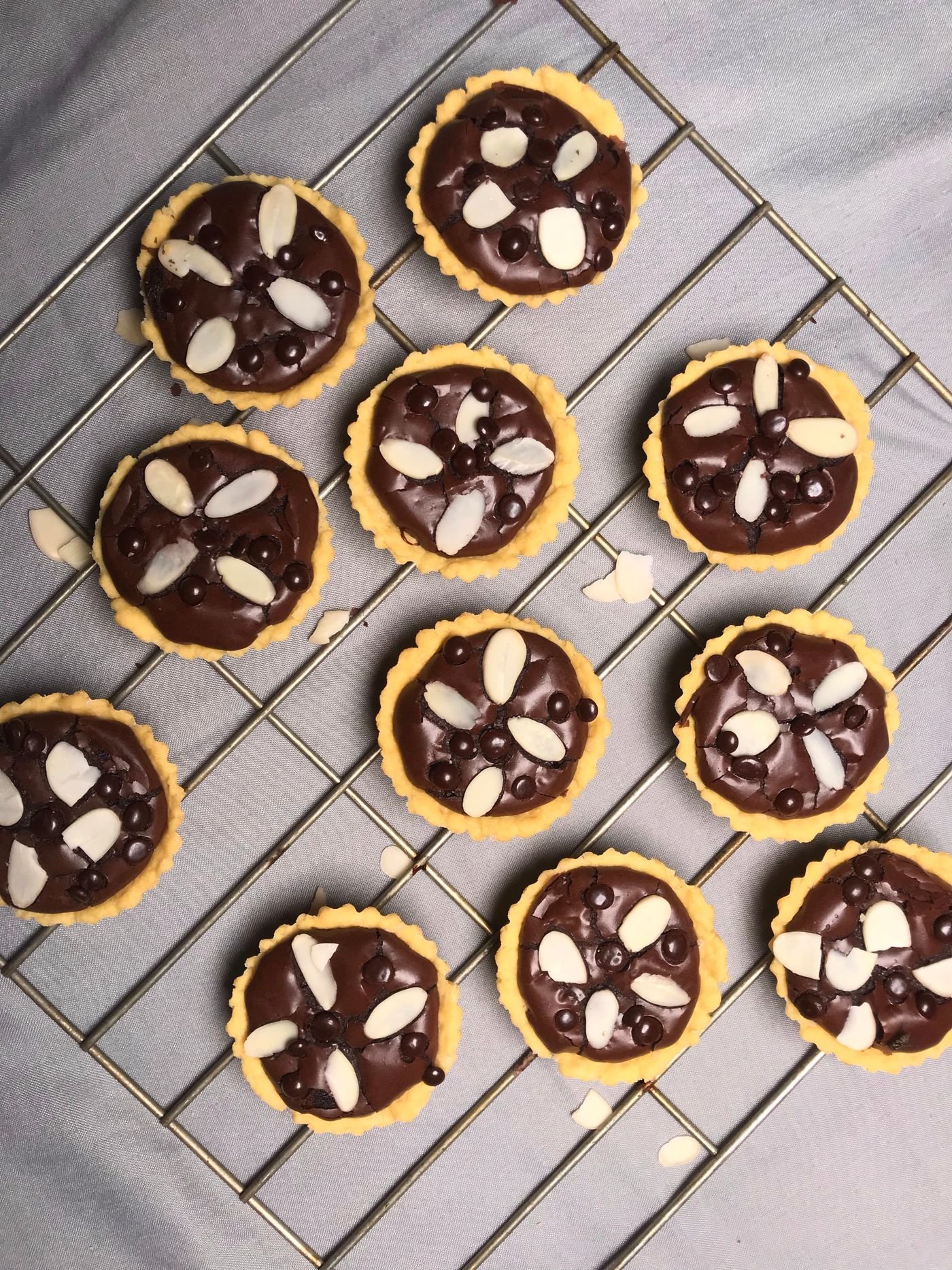 Almond-Crowned Cacao Tartlets