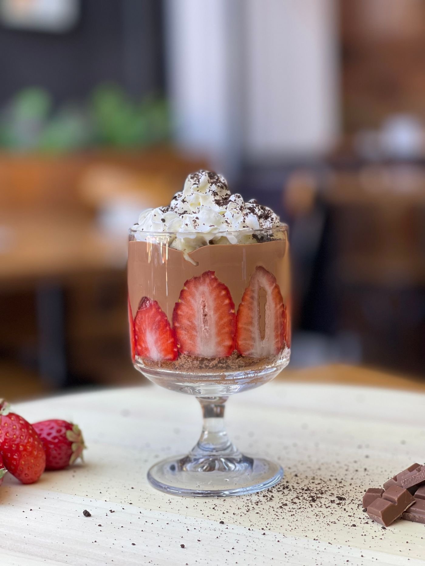 Young Coconut Chocolate Mousse with Strawberries