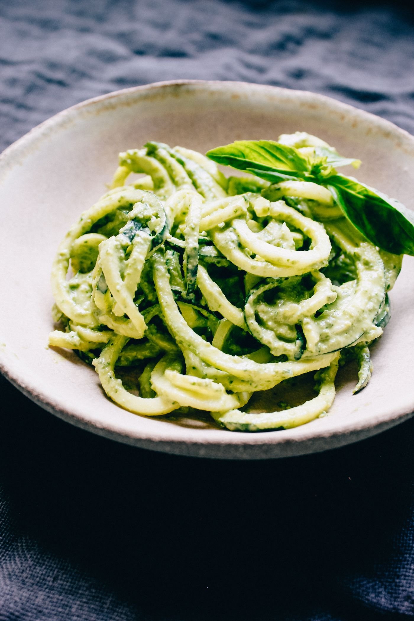 Silky Avocado Pesto Zucchini Noodles