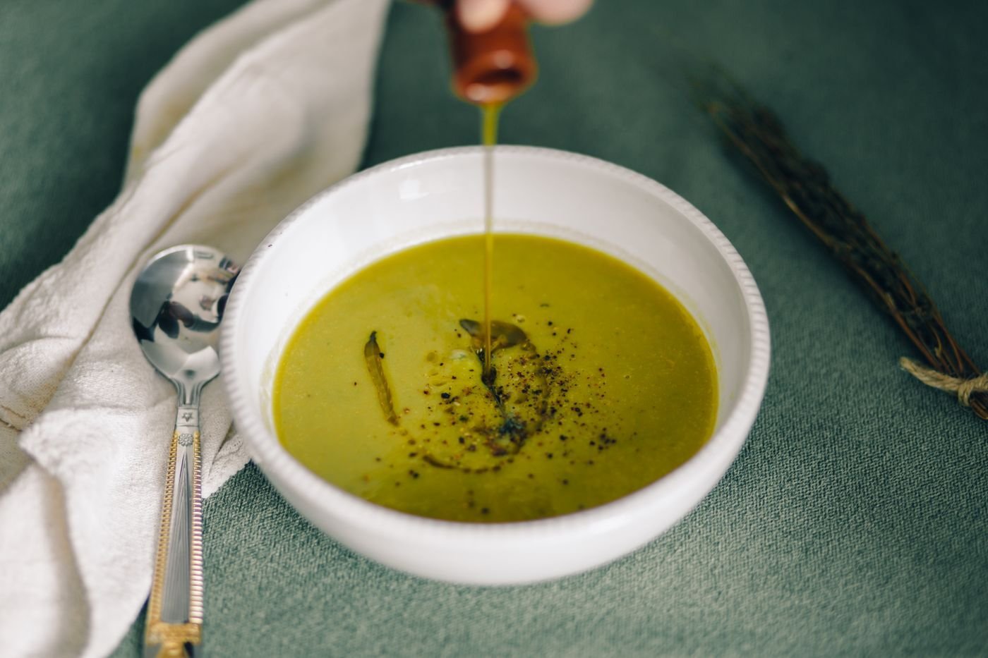 Garden Green Soup with Olive Oil