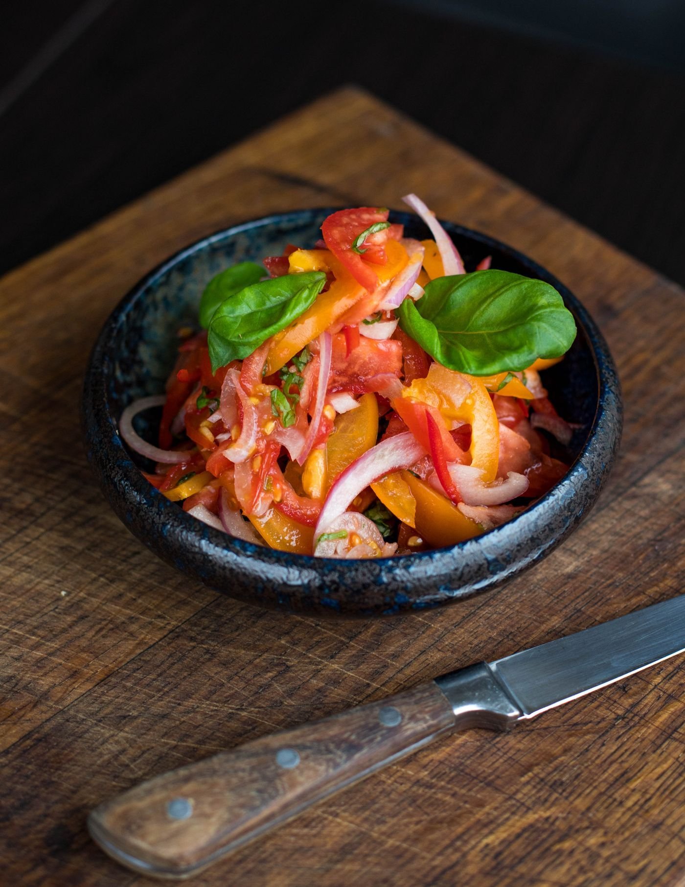 Summer Tomato, Pepper and Basil Toss