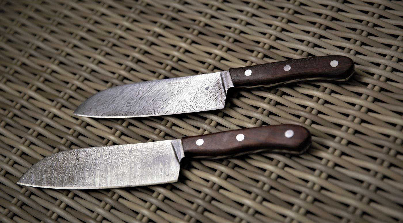 Damascus Santoku Knife Pair