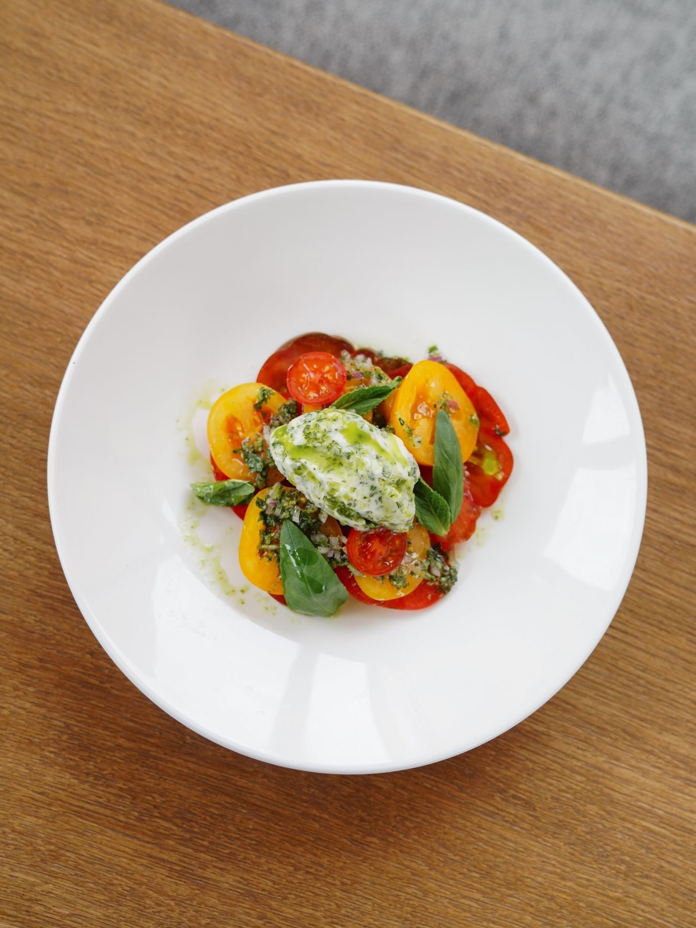 Tomato Salad with Walnut Basil Pesto
