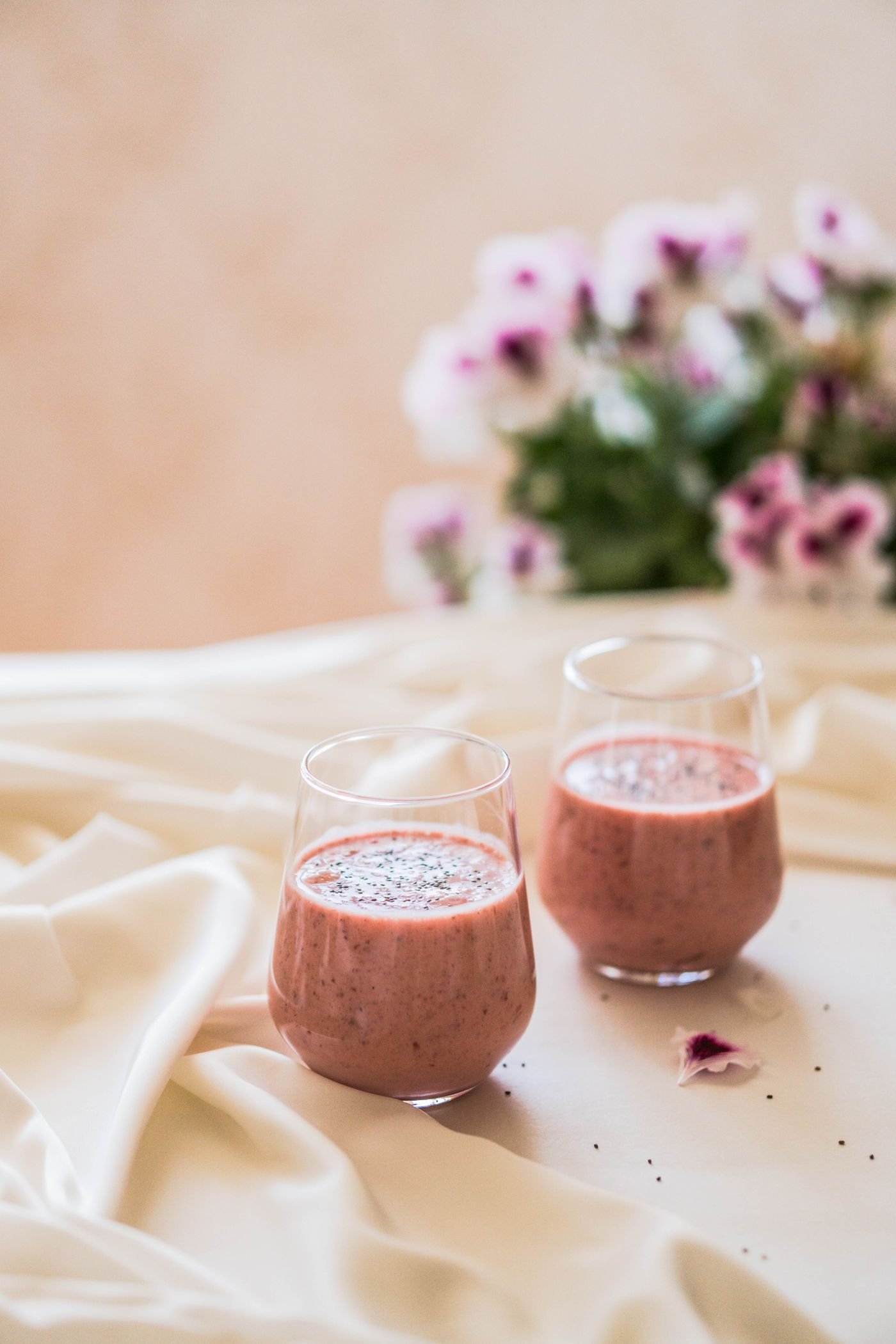 Raspberry Rose Petal Cashew Smoothie