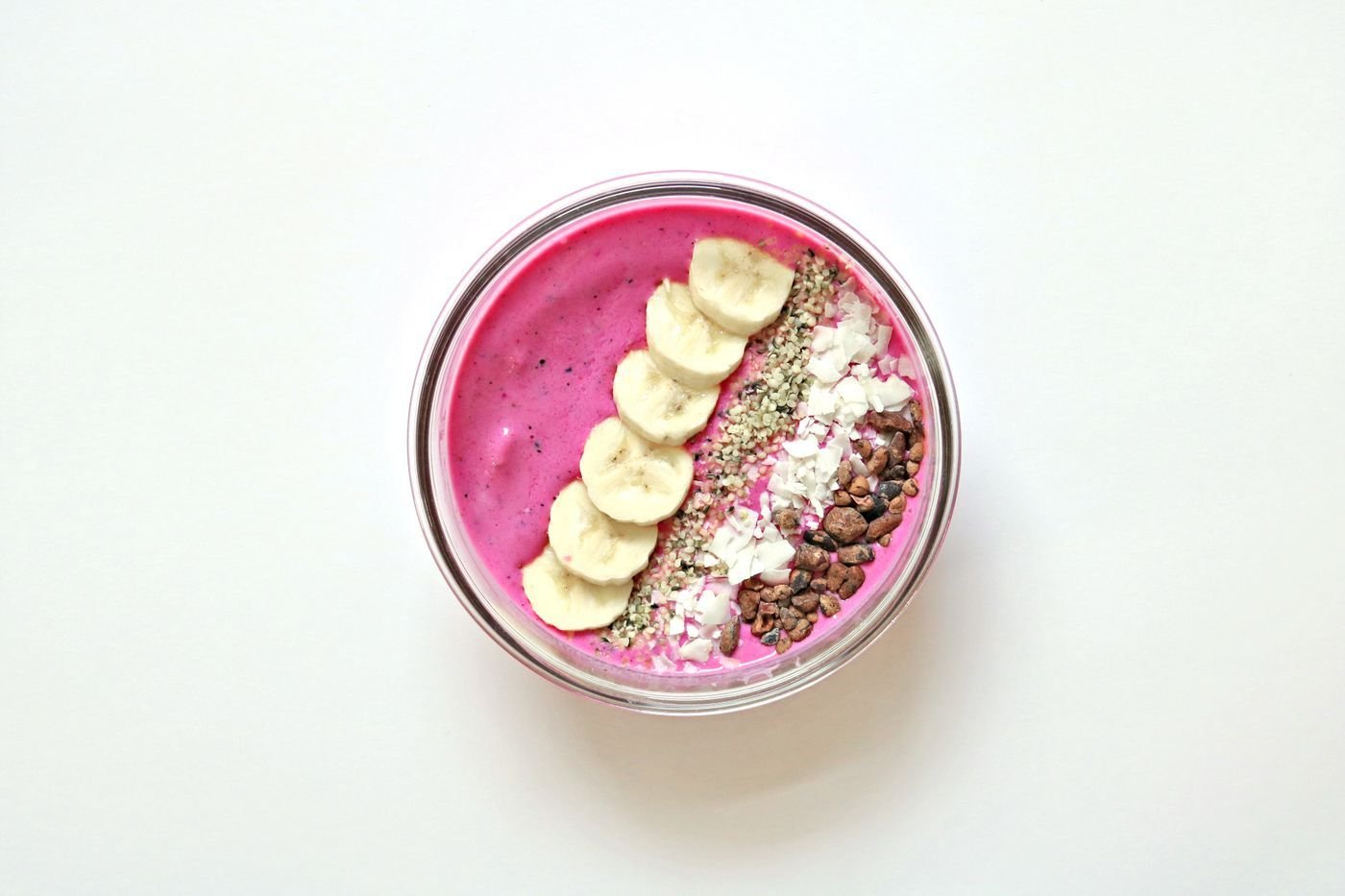 Hot Pink Pitaya Banana Cacao Bowl