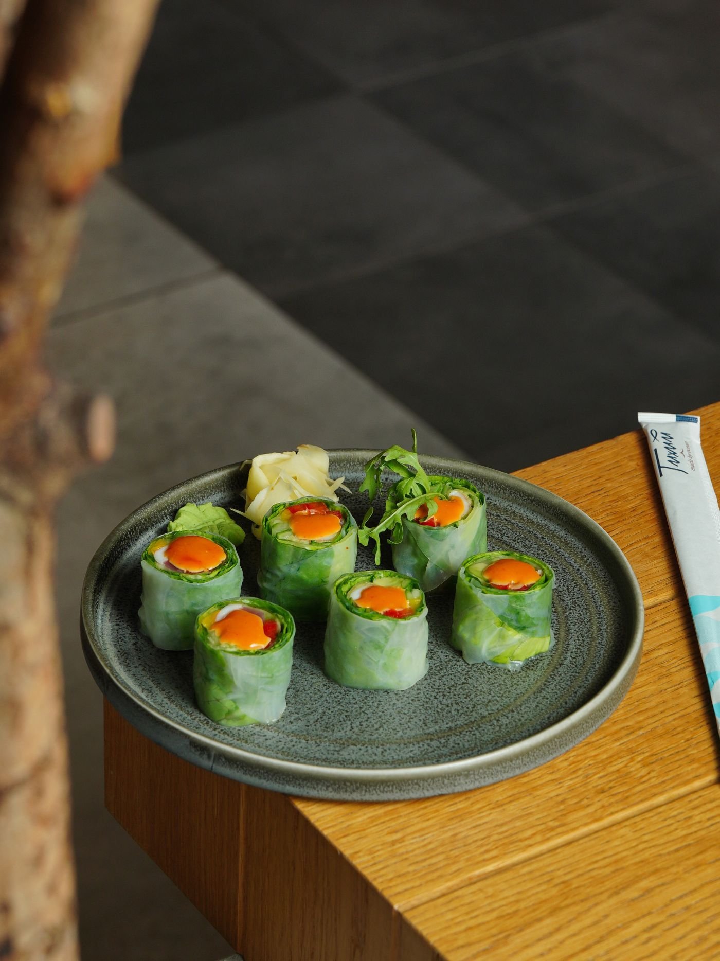 Cucumber Ribbon Rolls with Carrot and Sprouts
