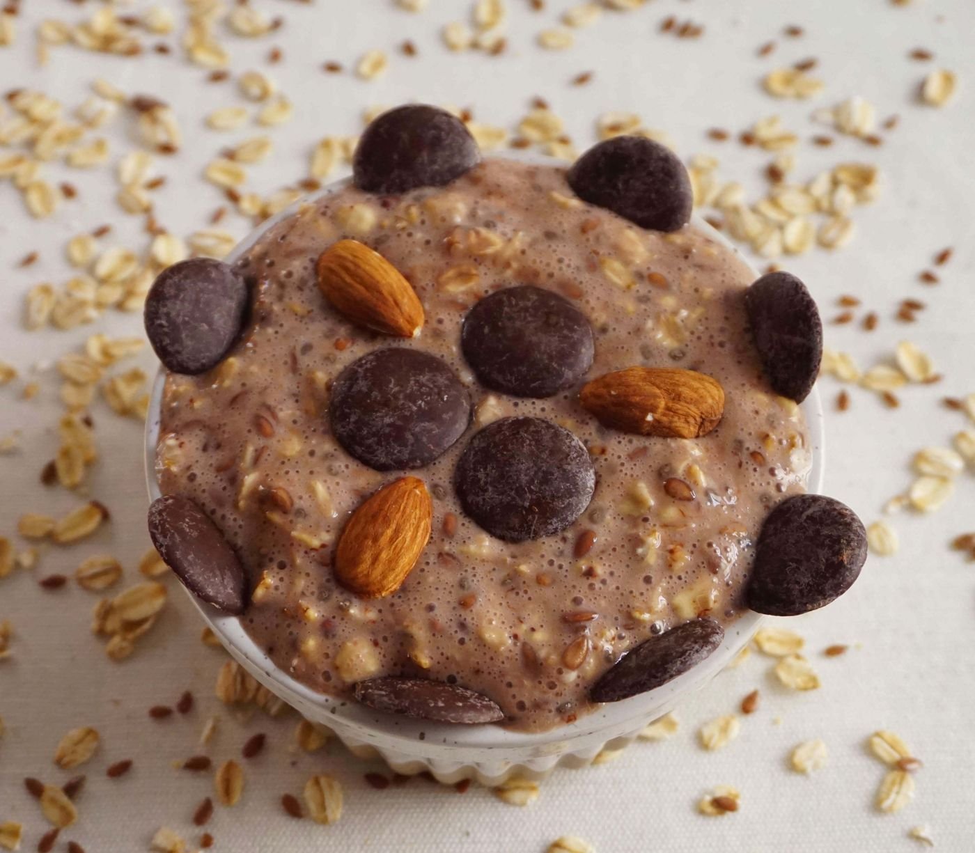 Chocolate Oat Groat Pudding with Almonds