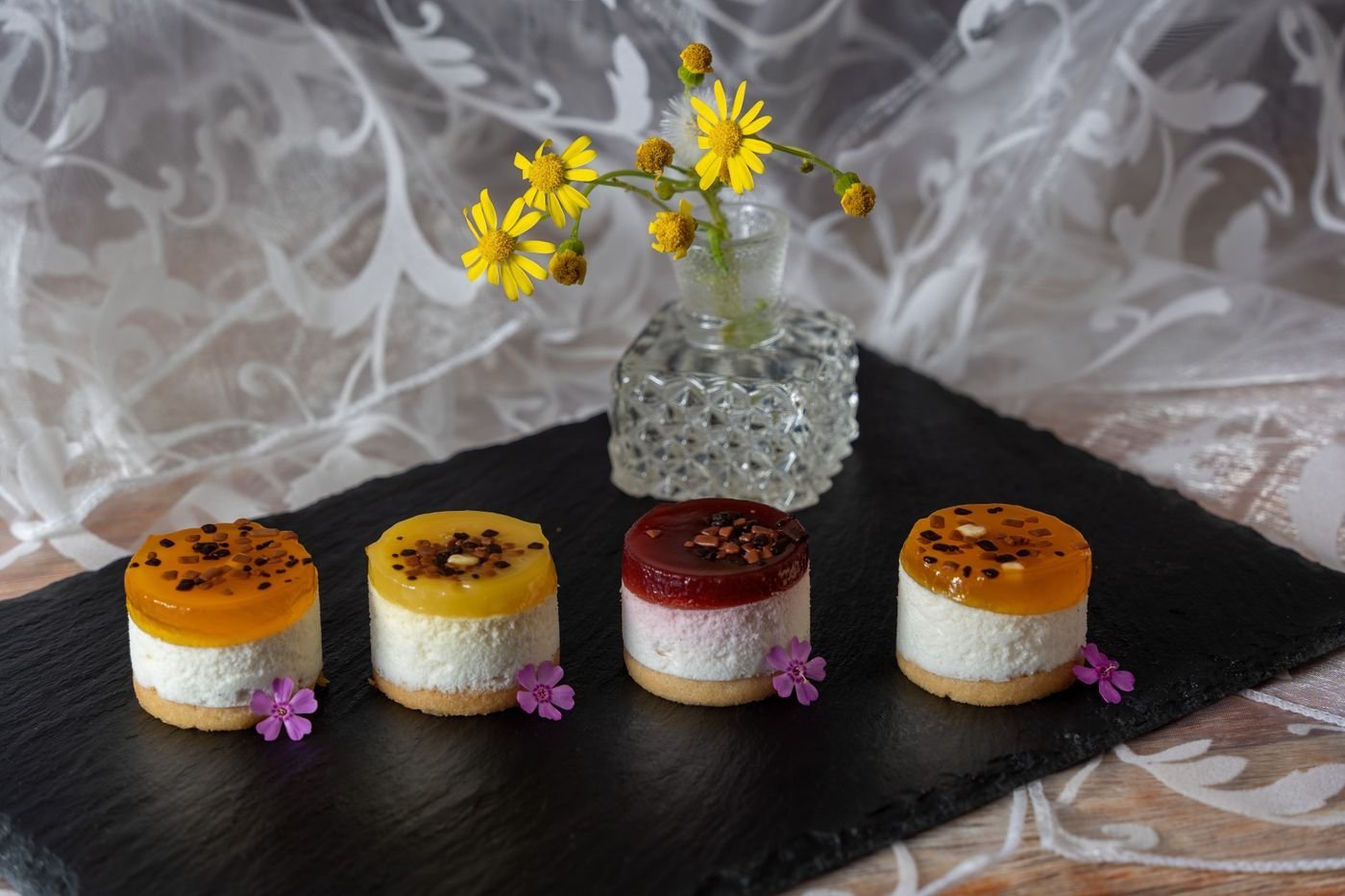 Mini Mango and Berry Cheesecakes