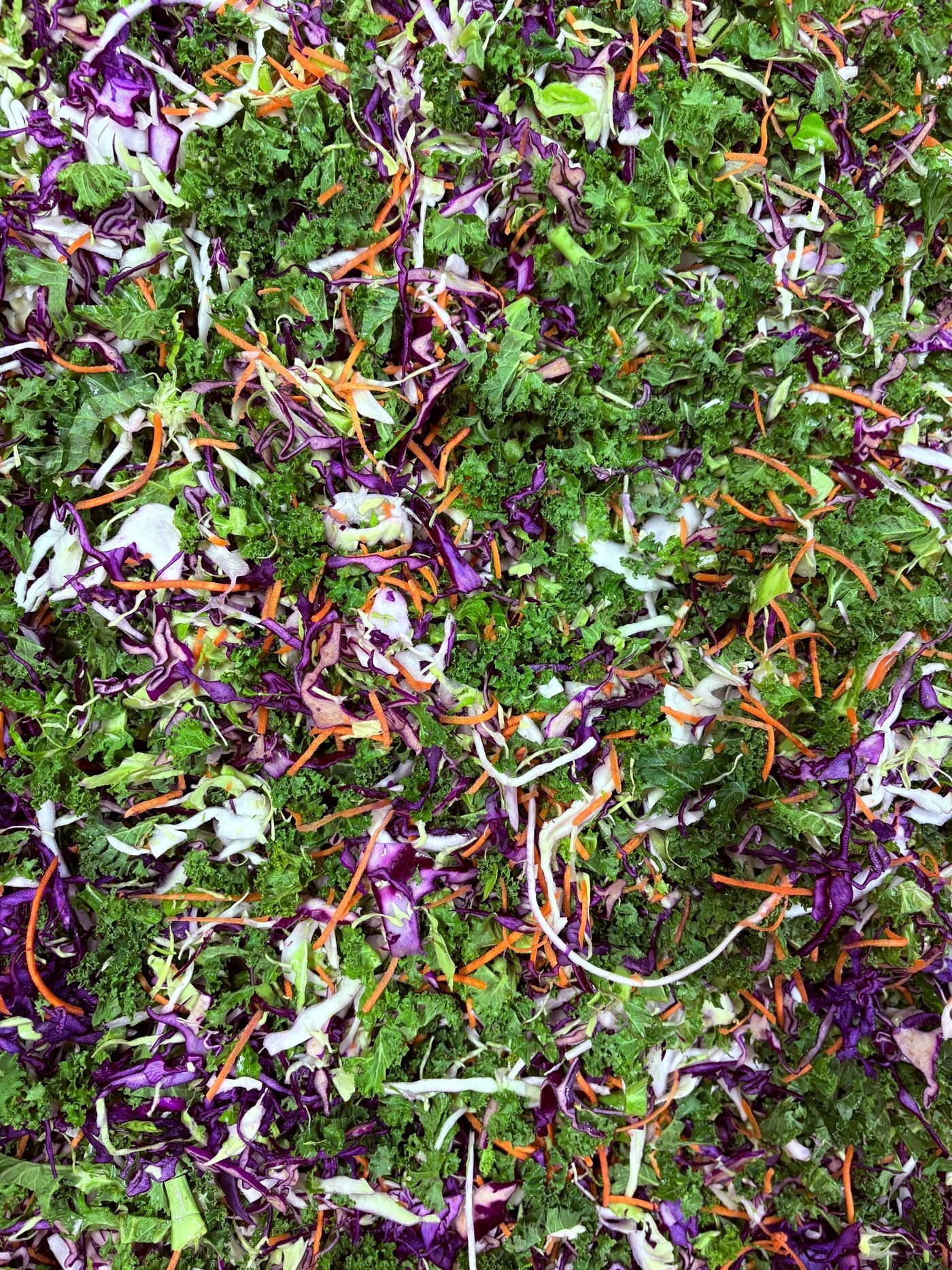 Purple Cabbage, Kale and Carrot Slaw