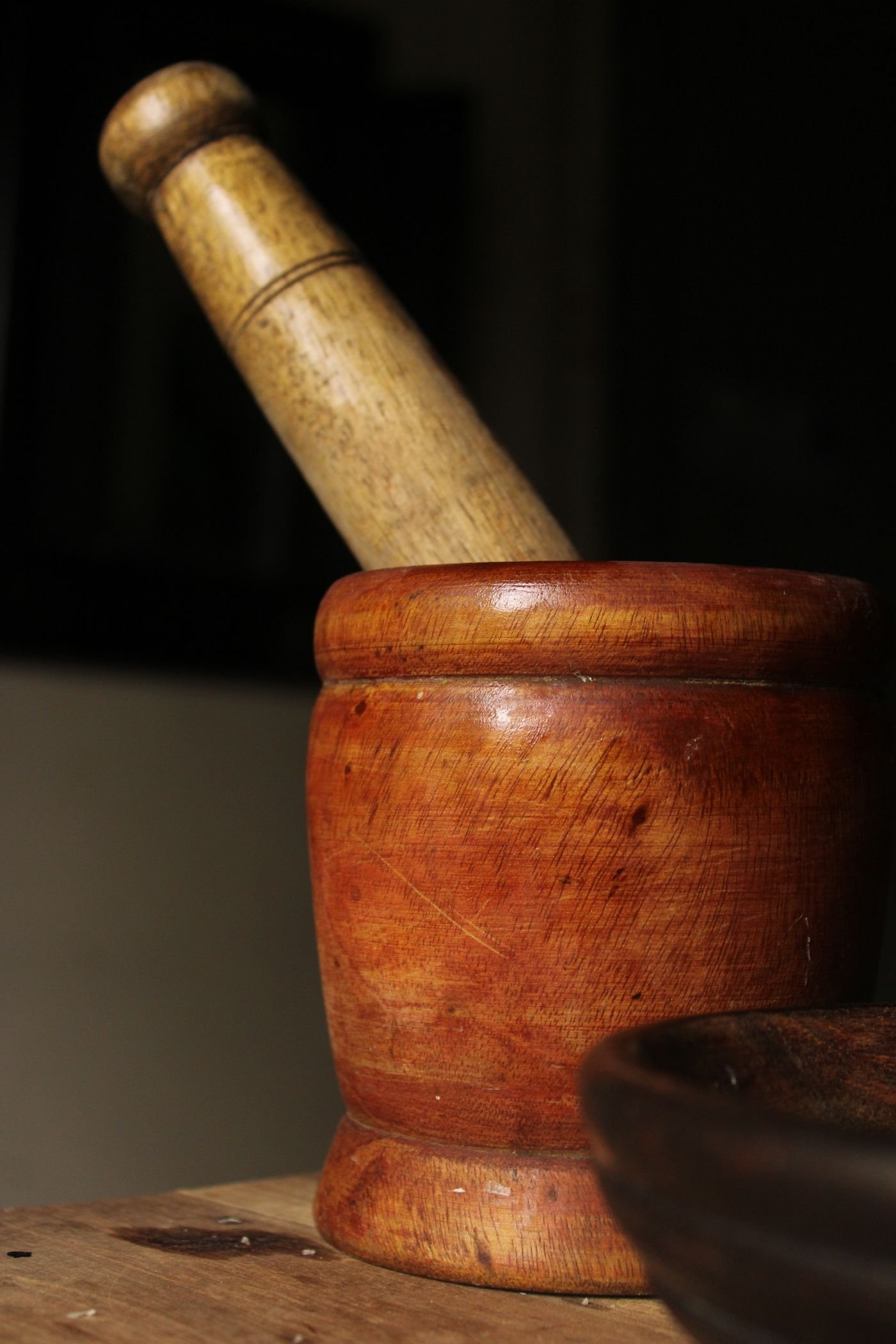 Turned Hardwood Mortar and Pestle
