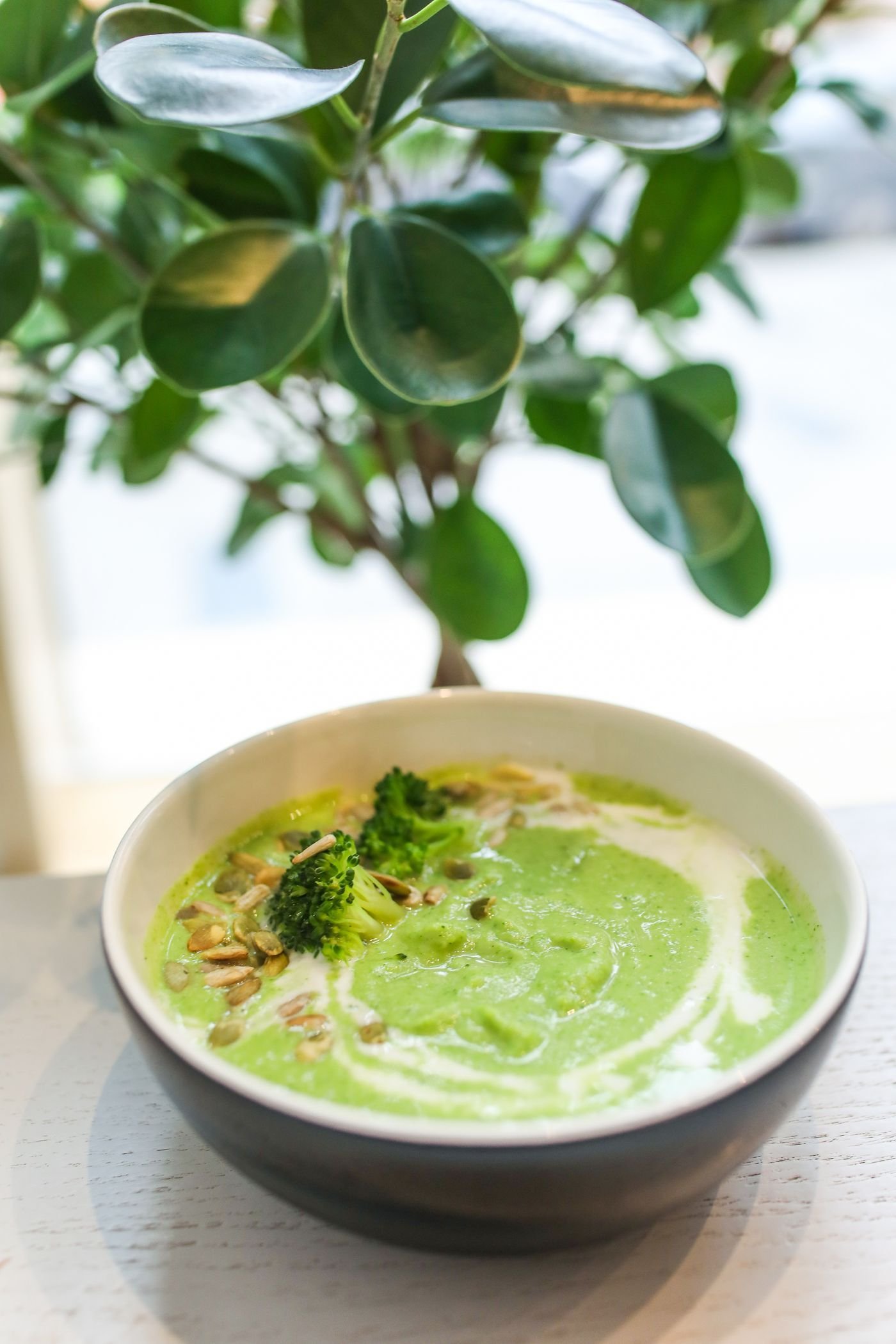 Avocado Cucumber Soup with Cashew Swirl