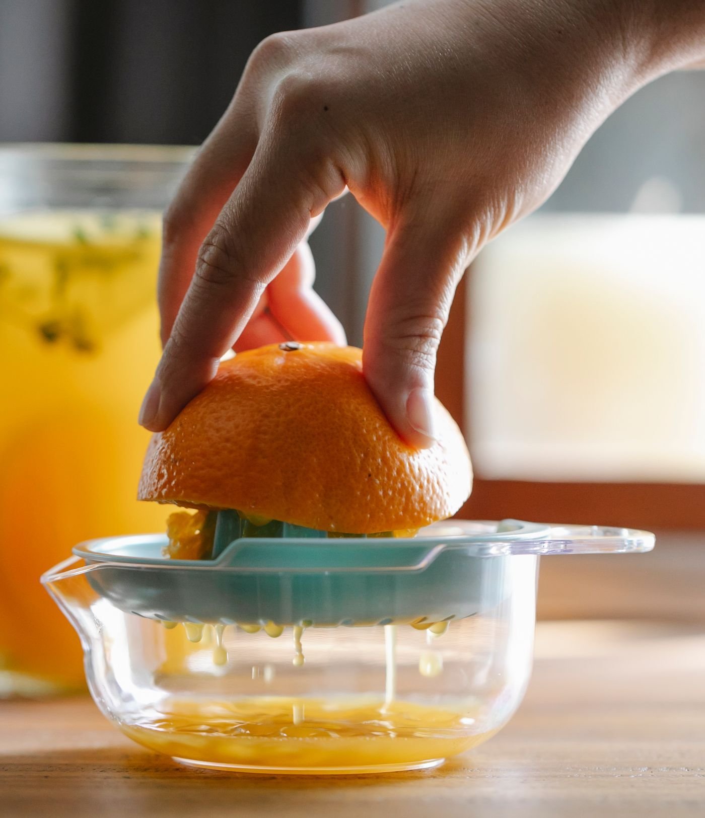 Glass Citrus Press with Teal Reamer