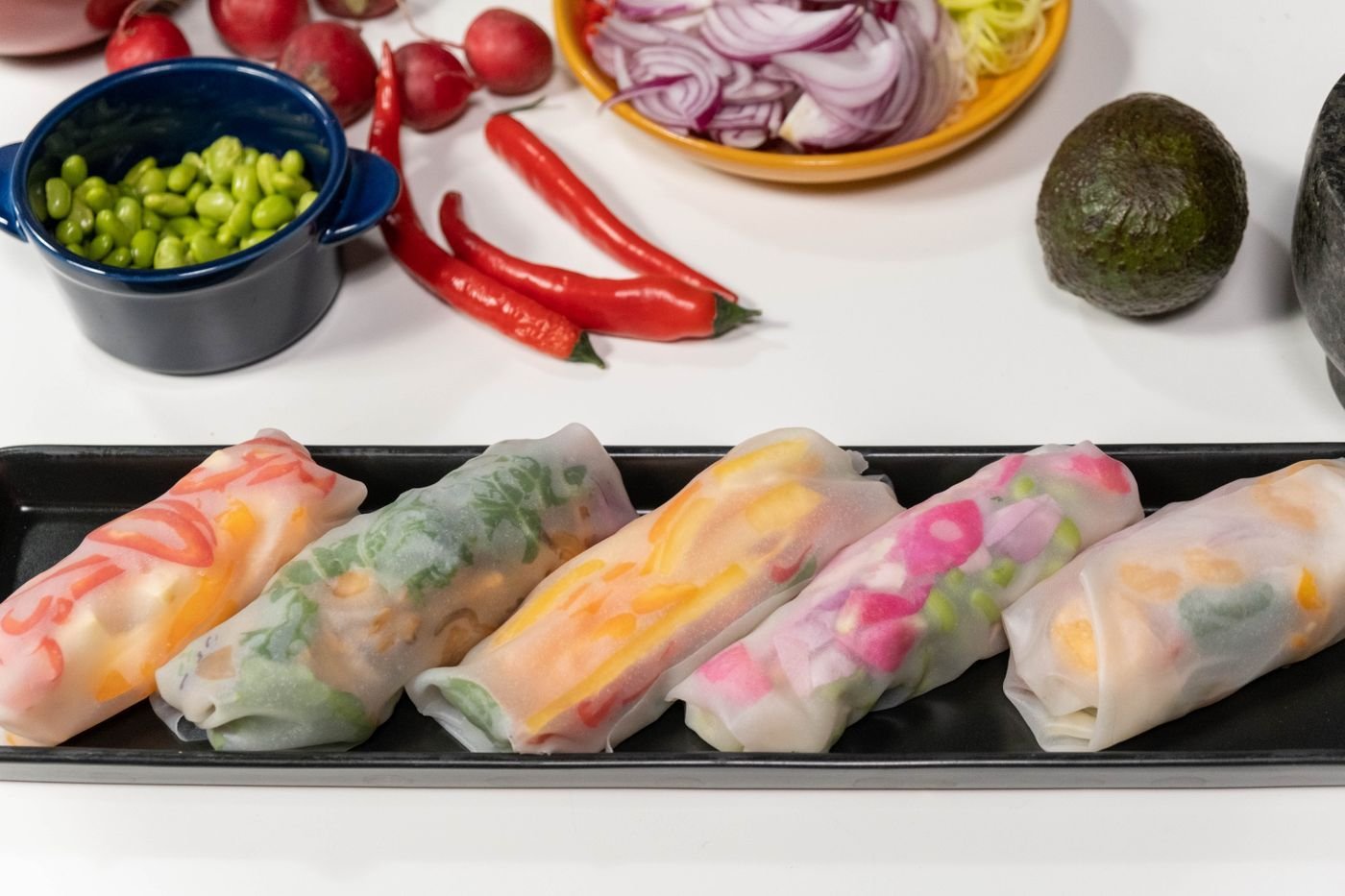 Edible Flower Rainbow Rice Paper Rolls