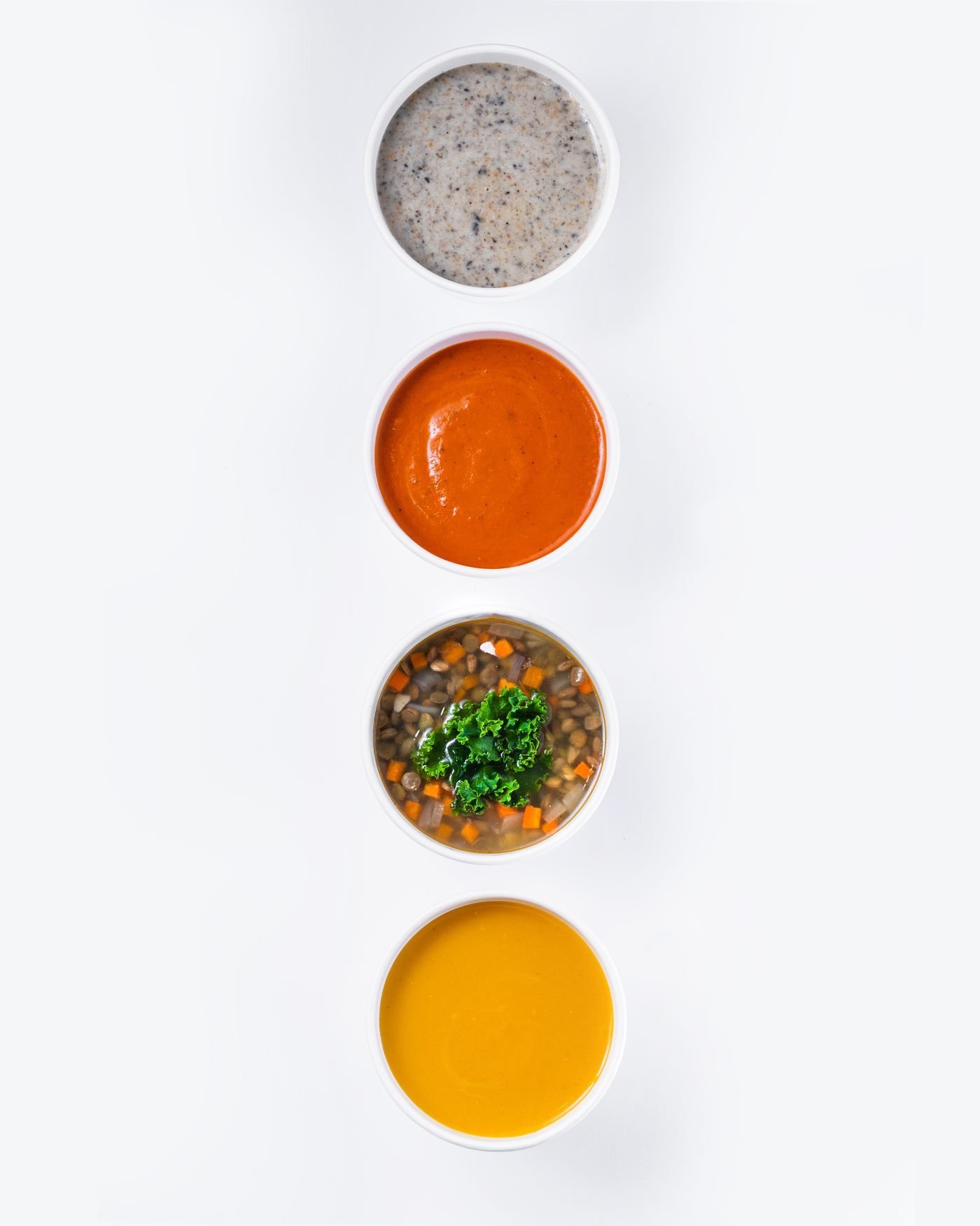 Four Raw Soup Tasting Flight