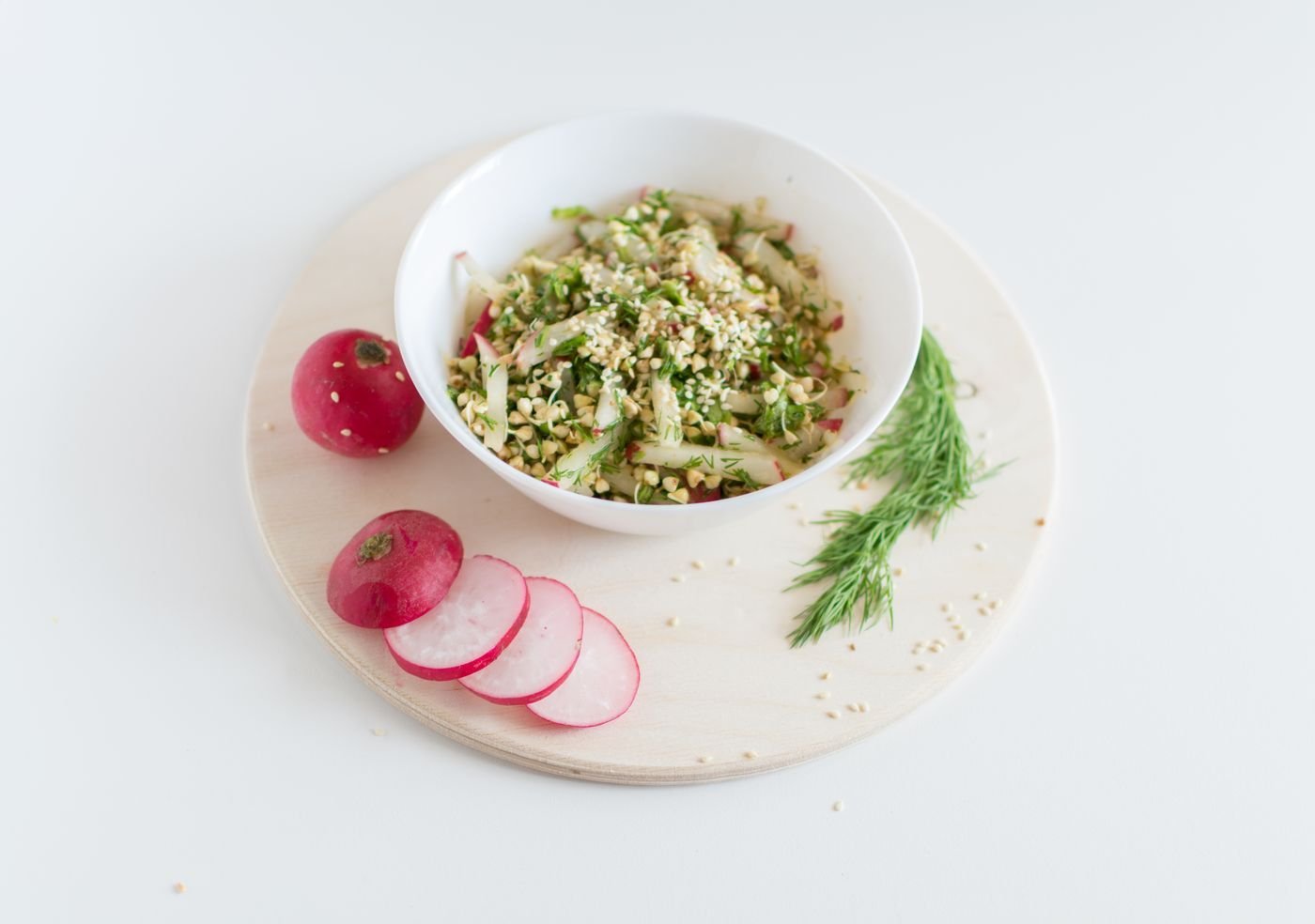 Dill Cauliflower Rice with Crisp Radishes