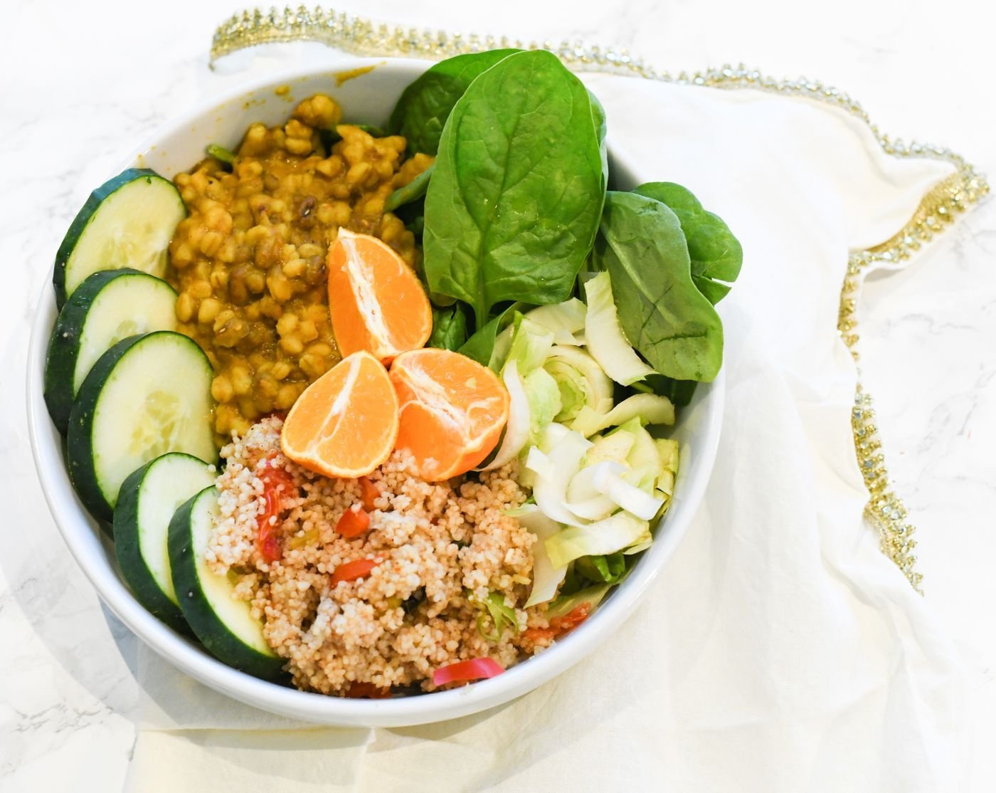 Sprouted Lentil Power Bowl with Mandarin
