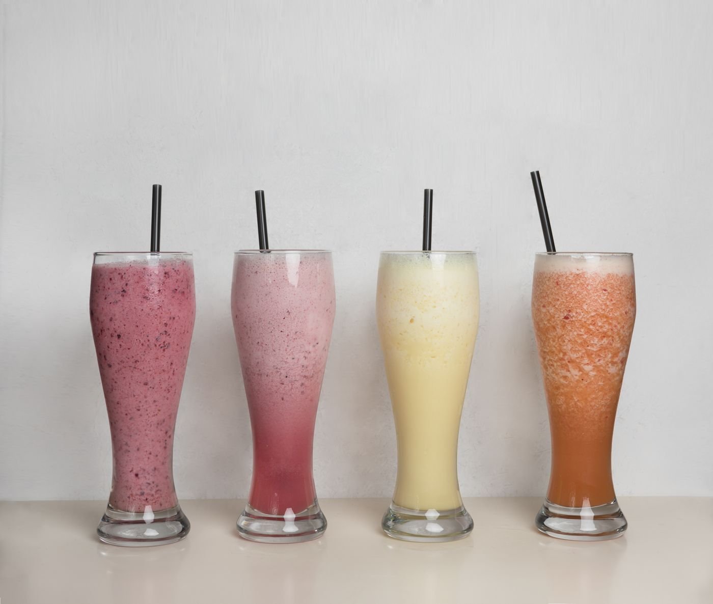 Four-Glass Fruit Smoothie Lineup